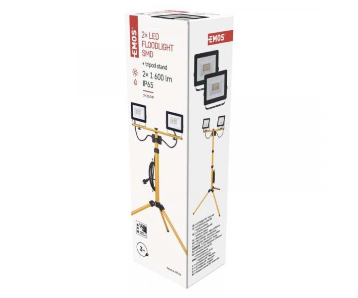 LED reflektor HOBBY SLIM, 2 20,5W + trojnoka, lut, neutrln bl Emos ZS2221.2