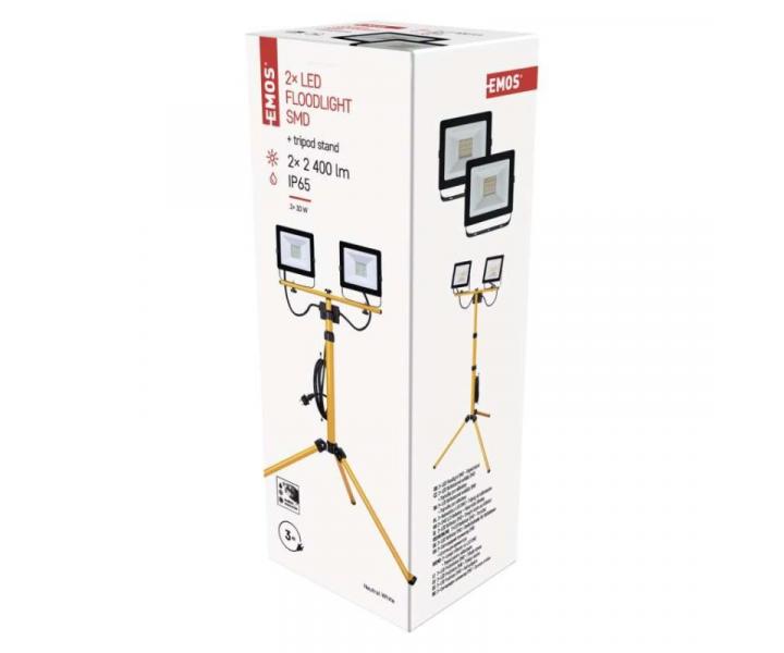 LED reflektor HOBBY SLIM, 2 30W + trojnoka, lut, neutrln bl Emos ZS2231.2