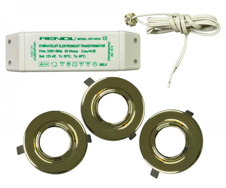 Sada vestavnch halogenovch svtidel Rendl SHP3216/Z, G4, 220-240 V, 3x 20 W - zlat