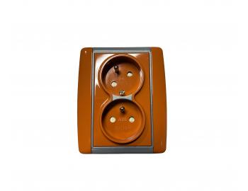 Z�suvka dvojn�sobn� ABB Element-Time 5513E-C02357 07, IP40,  pooto�en� - karamelov�/ledov� �ed�