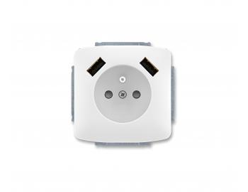 Z�suvka jednon�sobn� s kol�kem ABB Tango 5569A-A22357 B, clonky, 2x USB A -b�l�