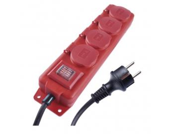 Prodluovac kabel 5 m / 4 zsuvky / s vypnaem / erno-erven / guma-neopren / 1,5 mm2 Emos P14151