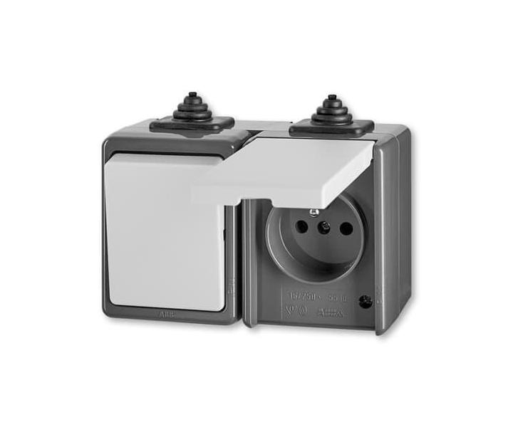 Kombinace pepnae stdavho a zsuvky jednonsobn, IP44 ABB Praktik 3932-20062 S - ed