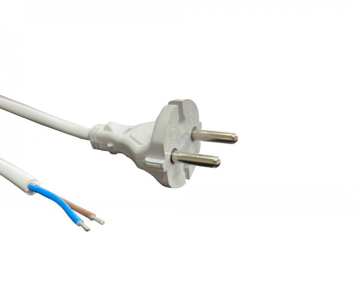 Flexo PVC šňůra 862071-2-1/2.2, 2x0,75, cín, rovná vidlice, šedá - 2,20 m