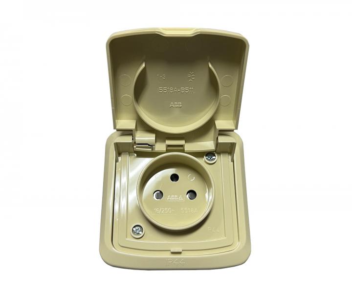 Z�suvka jednon�sobn� kompletn� ABB Tango 5518A-2999 C, IP44, s clonkami - slonov� kost