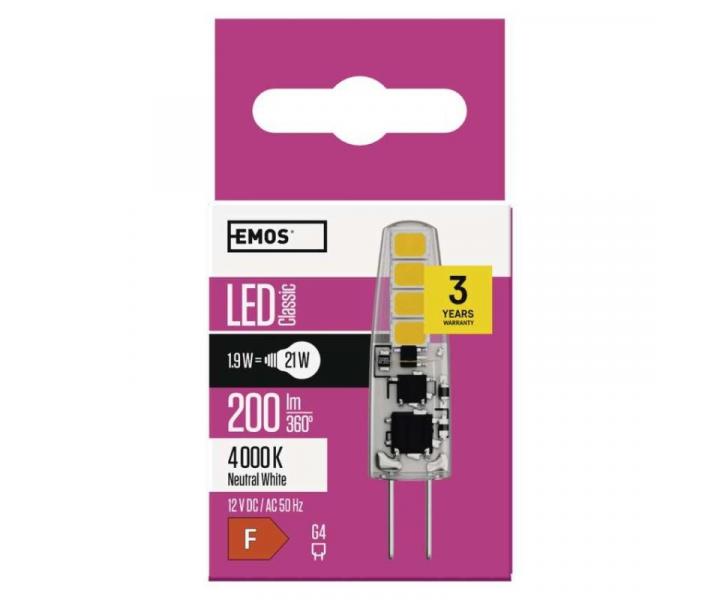 LED rovka Classic JC / G4 / 1,9 W (21 W) / 200 lm / neutrln bl Emos ZQ8621
