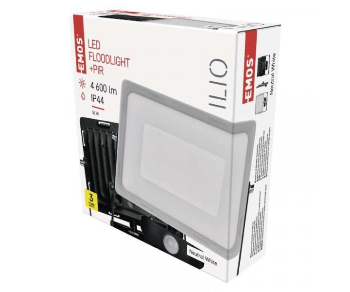 LED reflektor ILIO s pohybovm idlem, 51W, ern, neutrln bl Emos ZS2940