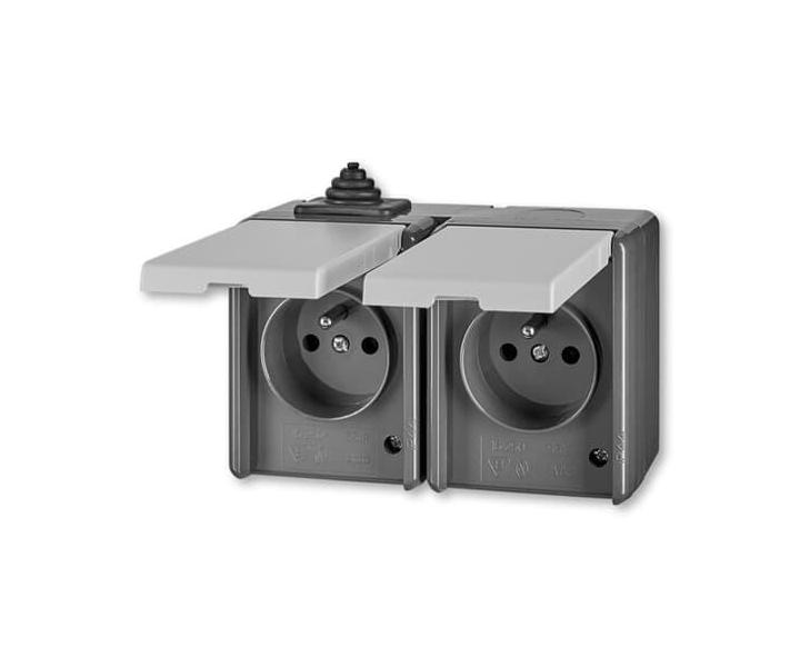 Zsuvka dvojnsobn, IP44 ABB Praktik 5518-2029 S - ed
