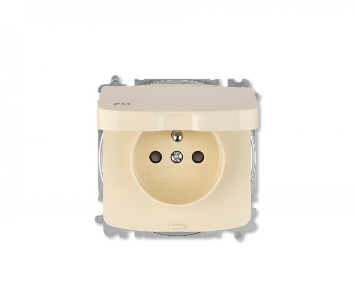 Z�suvka jednon�sobn� ABB Tango 6619A-A06997 C, IP44, ochrann� kol�k, clonky, v��ko - slonov� kost