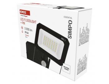 LED reflektor SIMPO s pohybovm idlem, 30 W, ern, neutrln bl Emos ZS2333