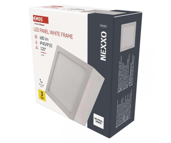 LED pisazen svtidlo NEXXO, tvercov, bl, 7,6W, neutrln bl Emos ZM6125