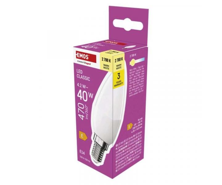 LED rovka Classic svka / E14 / 4,2 W (40 W) / 470 lm / tepl bl Emos ZQ3E21