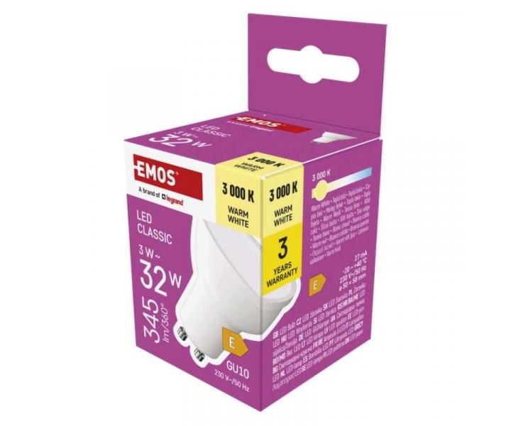 LED rovka Classic MR16 bl/ GU10 / 3 W (32 W) / 345 lm / tepl bl Emos ZQ8E12