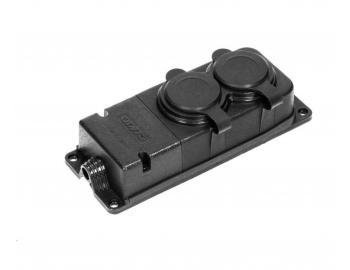 Dvojnsobn zsuvka Orno OR-AE-13165, IP44, 230 V, 16 A, gumov - ern