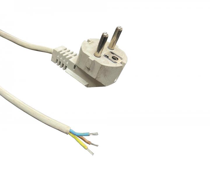 Flexo PVC šňůra 853077-2-2/3, 3x0,75, cín, úhlová vidlice, šedá, 3 m - II. jakost - pošpiněné