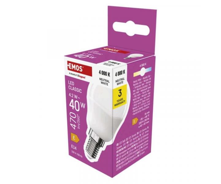 LED rovka Classic Mini Globe / E14 / 4,2 W (40 W) / 470 lm / neutrln bl Emos ZQ1E23