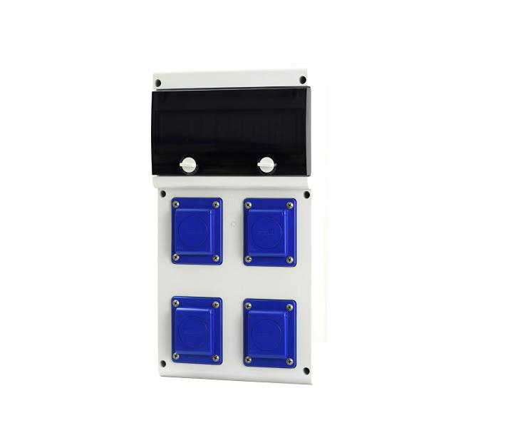 Zsuvkov rozvodnice s jitnm Scame 632.2222-004, IP54, 4x zsuvka 230 V, jitn 4xB16/1