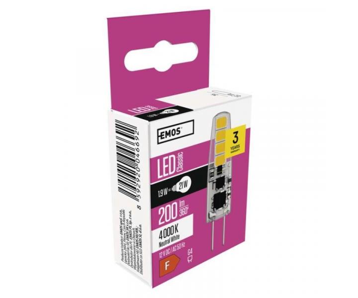 LED rovka Classic JC / G4 / 1,9 W (21 W) / 200 lm / neutrln bl Emos ZQ8621