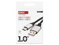 Nabjec a datov kabel USB-A 2.0 / USB-C 2.0, 1 m, ern Emos SM7025BL