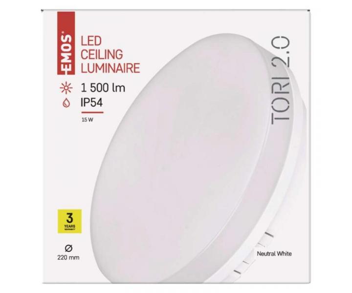 LED pisazen svtidlo TORI, kruhov bl 15W neutrln b., IP54 Emos ZM4321