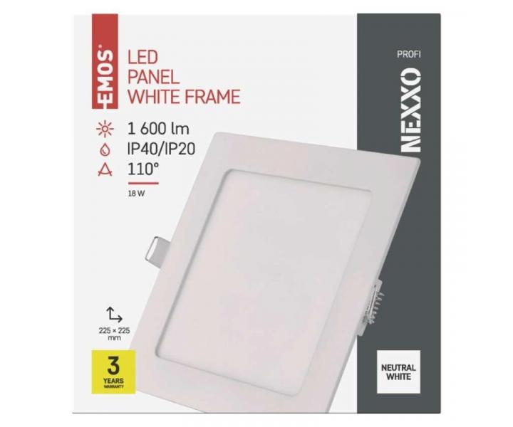 LED vestavn svtidlo NEXXO, tvercov, bl, 18W, neutrln bl Emos ZD2145