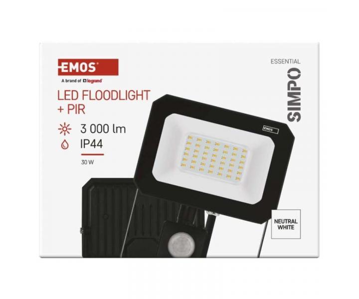 LED reflektor SIMPO s pohybovm idlem, 30 W, ern, neutrln bl Emos ZS2333