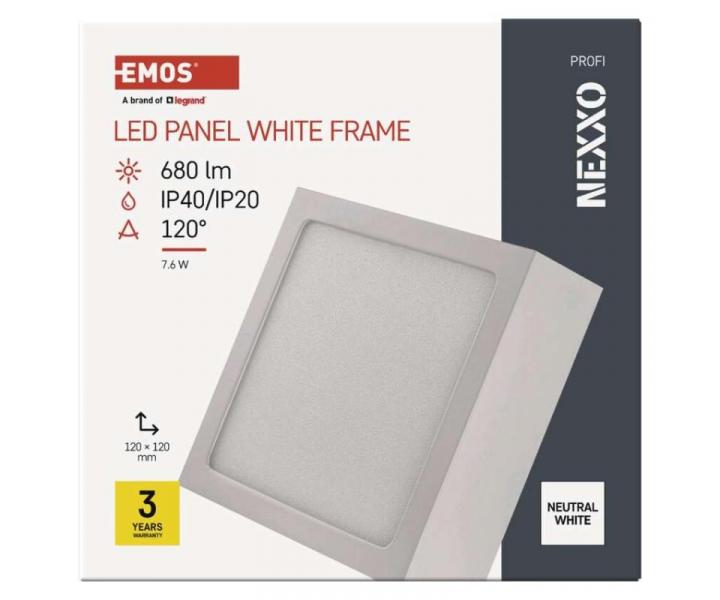 LED pisazen svtidlo NEXXO, tvercov, bl, 7,6W, neutrln bl Emos ZM6125