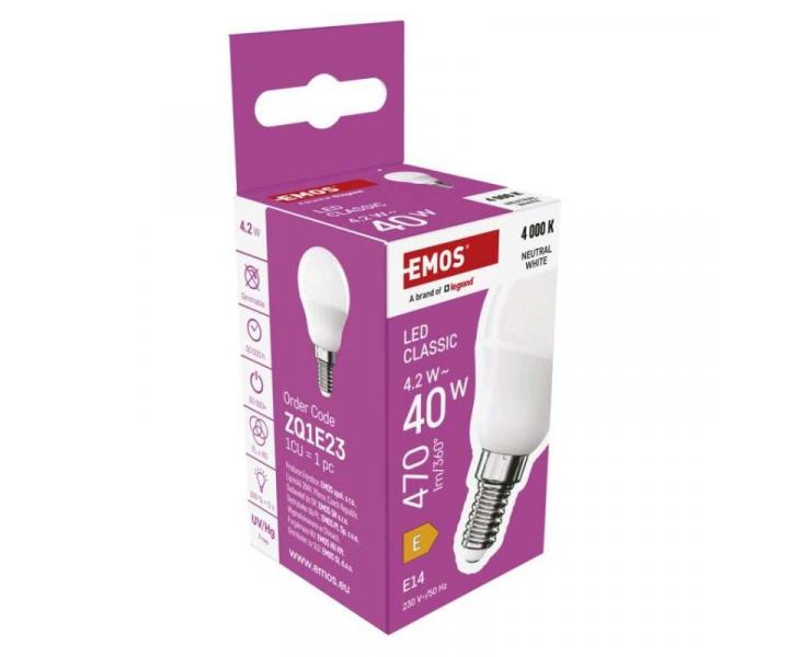 LED rovka Classic Mini Globe / E14 / 4,2 W (40 W) / 470 lm / neutrln bl Emos ZQ1E23