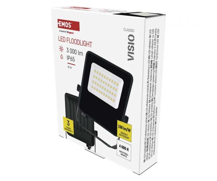 LED reflektor Emos Visio ZS2523, IP65, 20 W, ern, neutrln bl