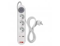 Prodluovac kabel Emos P1312PD, 3x zsuvka, 1x USB-A, 1x USB-C, bl, 2 m