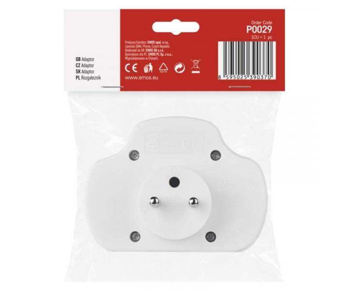 Rozboovac zsuvka 2 ploch + 1 kulat s vypnaem, bl Emos P0029