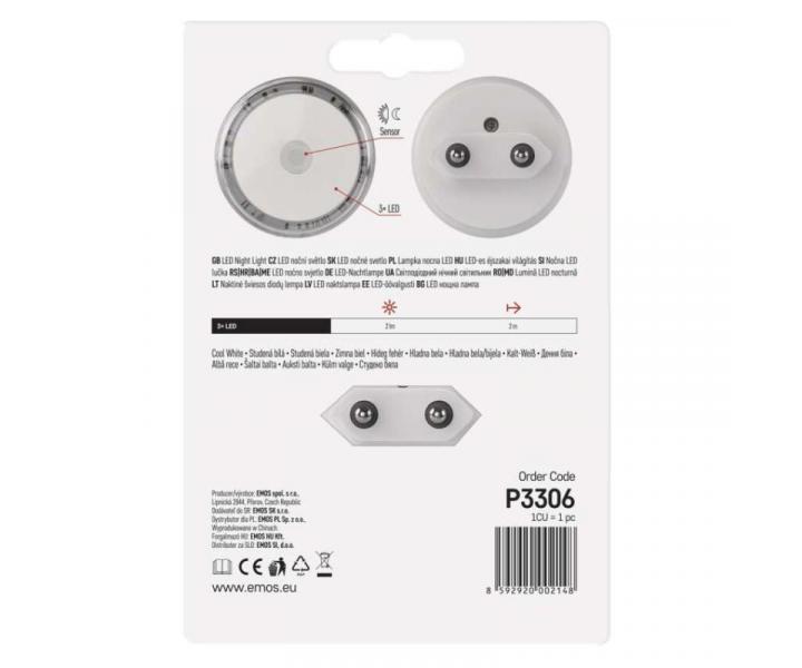 LED non svtlo P3306 s fotosenzorem do zsuvky Emos P3306