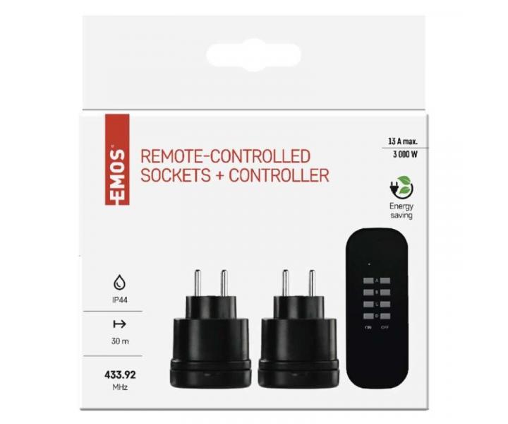 Dlkov ovldan zsuvky IP44, ern Emos P0067