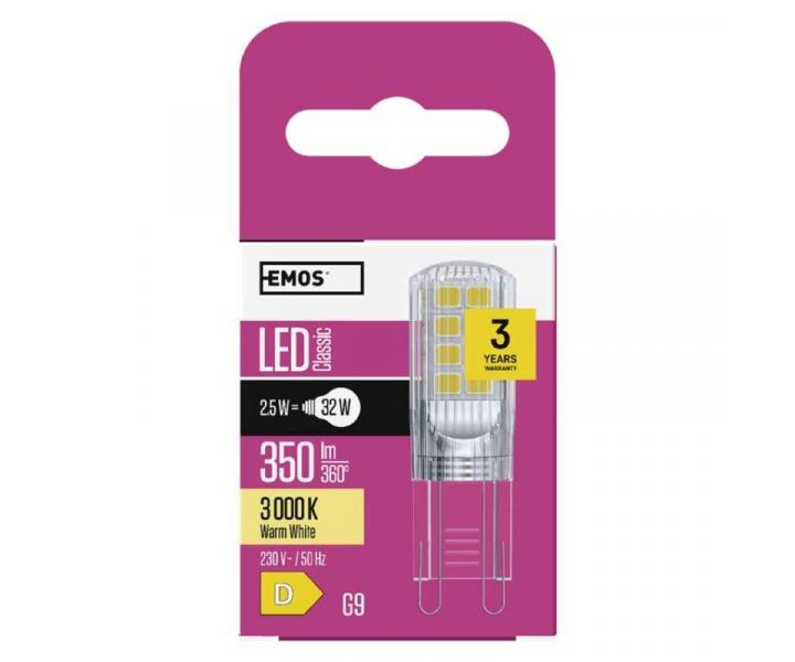LED rovka Classic JC / G9 / 2,5 W (32 W) / 350 lm / tepl bl Emos ZQ9535