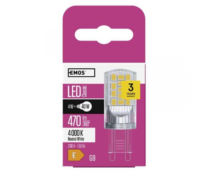 LED rovka Classic JC / G9 / 4 W (40 W) / 470 lm / neutrln bl Emos ZQ9545