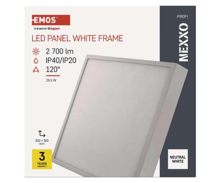LED pisazen svtidlo NEXXO, tvercov, bl, 28,5W, neutrln bl Emos ZM6155