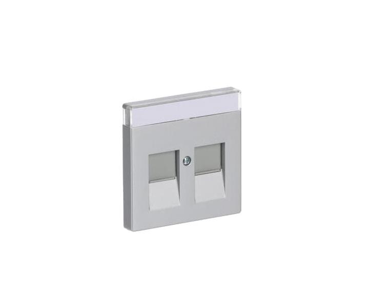 Kryt zsuvky komunikan, s krycmi clonkami (pro 2 zsuvky) ABB Future 2CKA001710A3676 - hlinkov stbrn