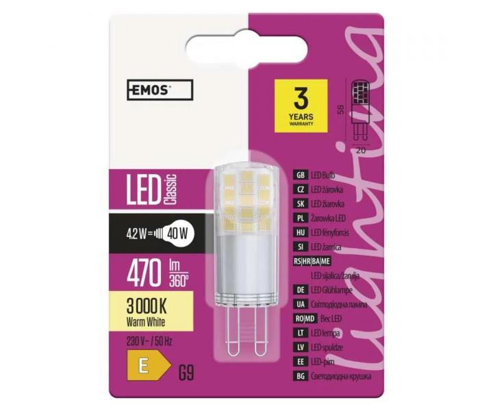 LED rovka Emos Classic JC ZQ9542, G9, 4,2 W (40 W), tepl bl