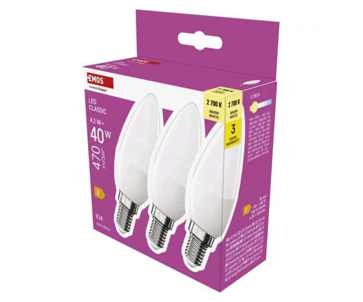 LED rovka svka Emos Classic ZQ3E21.3, E14, 4,2 W (40 W), tepl bl - 1 ks