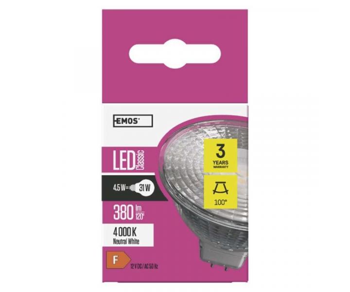 LED rovka Classic MR16 / GU5,3 / 4,5 W (31 W) / 380 lm / neutrln bl Emos ZQ8434