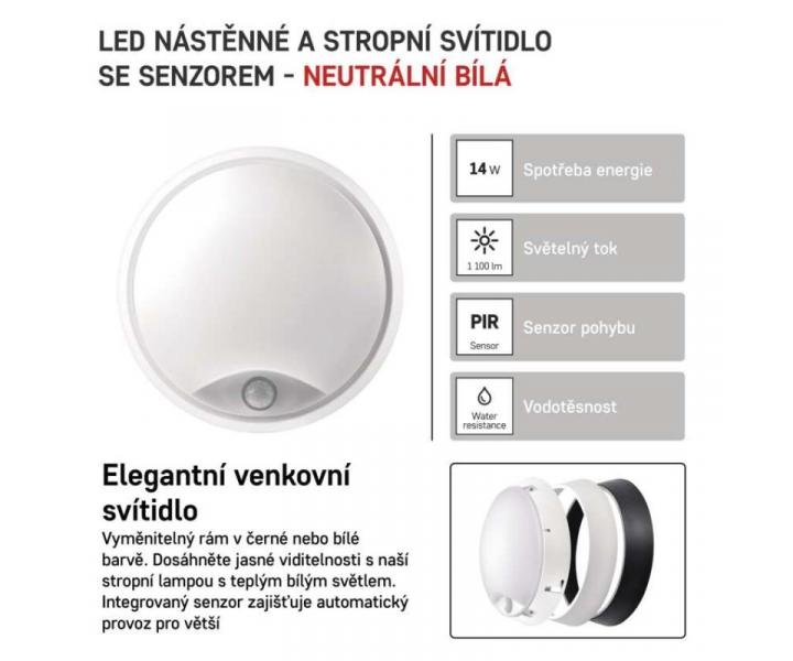 LED pisazen svtidlo ZURI s pohyb. idl., kruhov /b 14W n.b. Emos ZM3231