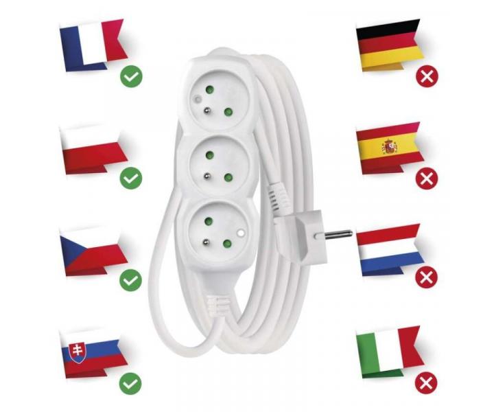 Prodluovac kabel 5 m / 3 zsuvky / bl / PVC / 1 mm2 Emos P0315