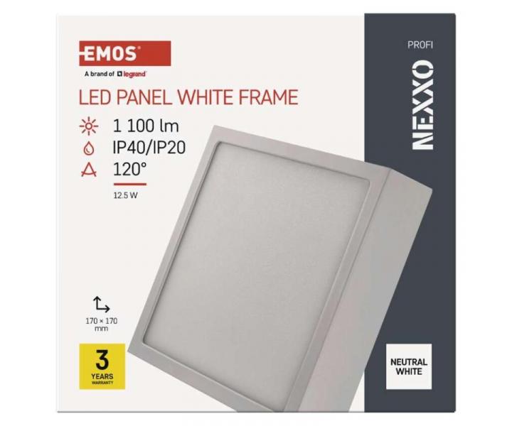 LED pisazen svtidlo NEXXO, tvercov, bl, 12,5W, neutrln bl Emos ZM6135