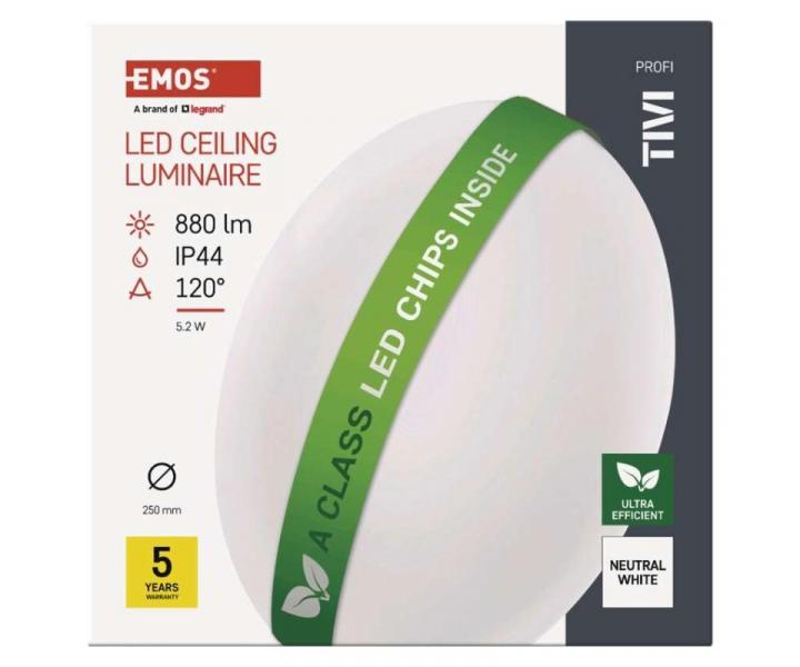 LED pisazen svtidlo TIVI, A CLASS, kruhov bl 5,5W, IP44, neutrln bl Emos ZM3405