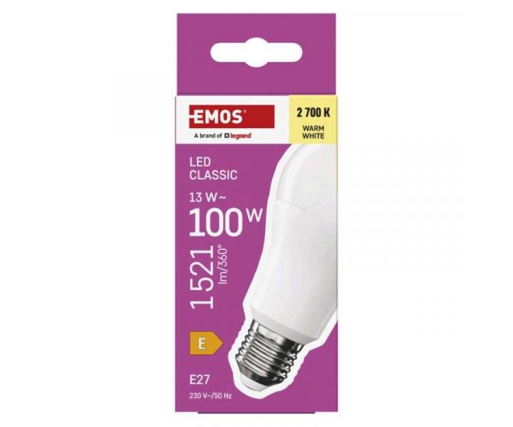 LED rovka Classic A60 / E27 / 13 W (100 W) / 1521 lm / tepl bl Emos ZQ5E61