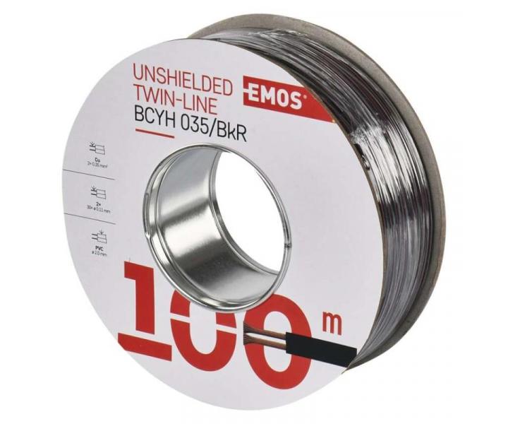 Dvojlinka nestnn 2x0,35mm erno/rud Emos S8230 - 1 metr