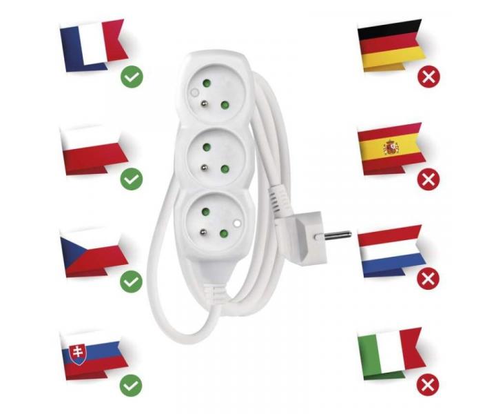 Prodluovac kabel 1,5 m / 3 zsuvky / bl / PVC / 1 mm2 Emos P0311