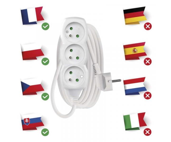 Prodluovac kabel 3 m / 3 zsuvky / bl / PVC / 1 mm2 Emos P0313