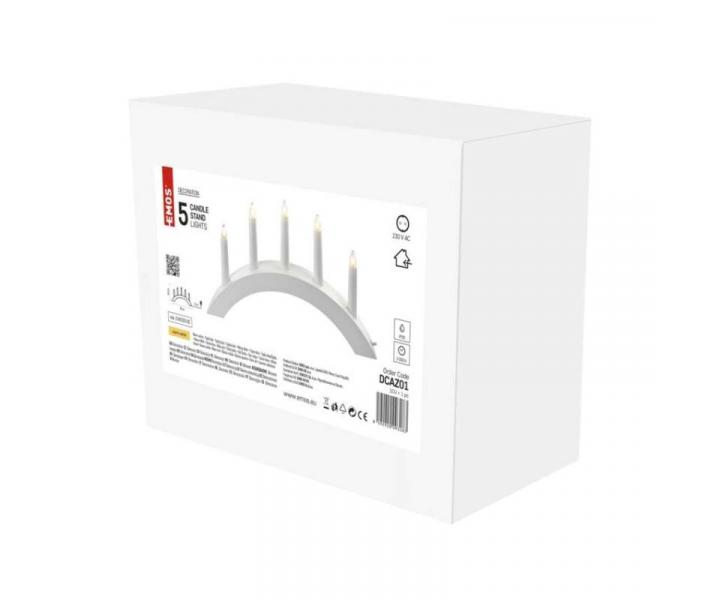 Svcen na 5x roviku E10 devn bl, oblouk, 20x38 cm, vnitn, tepl bl Emos DCAZ01