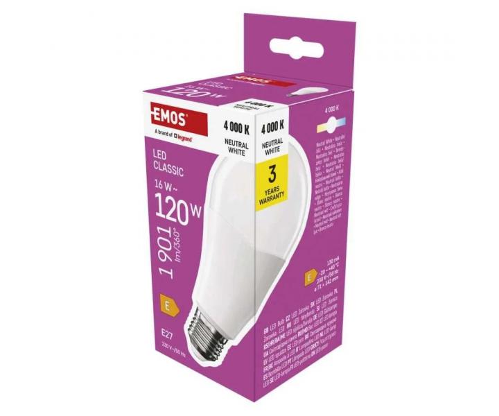 LED rovka Emos Classic A70, E27, 16 W (120 W), neutrln bl